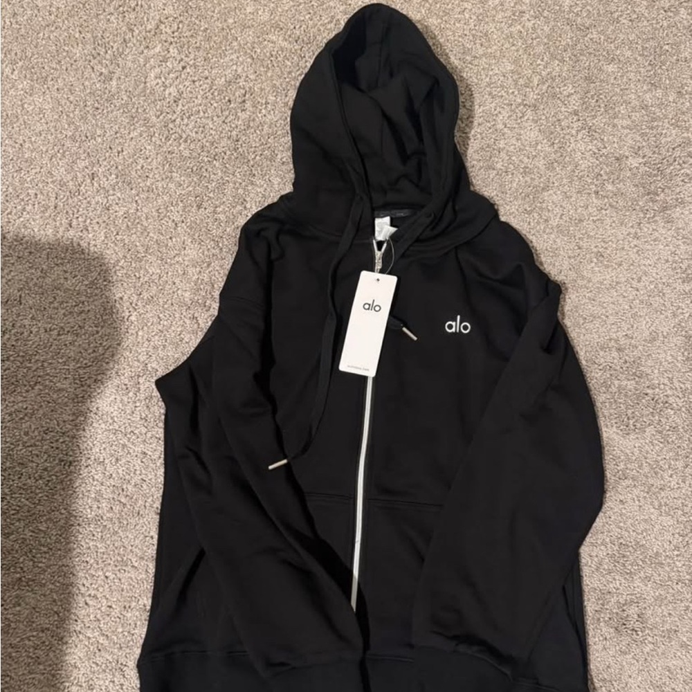 Alo Black Accolade Zip-Up Hoodie